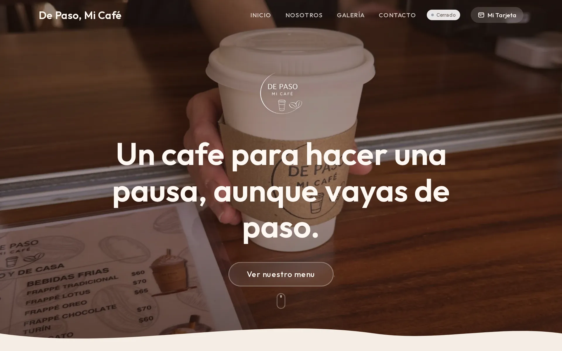 depasomicafe.com en vivo: el café De Paso con su carta digital y su tarjeta de sellos